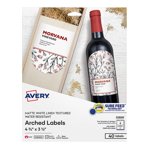 Avery® 22826 3 1/2" x 4 3/4" White Textured Matte Water-Resistant Arched Labels - 40/Pack