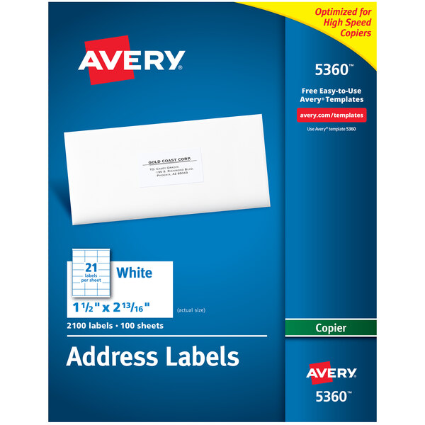 Avery® 1 1/2" x 2 13/16" White Mailing Address Labels - 2100/Box