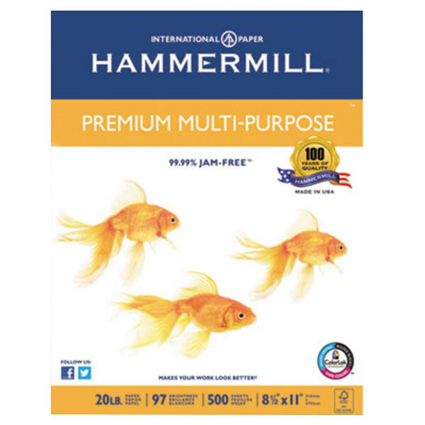 Hammermill 106310 8 1/2" x 11" White Ream of 20 Premium Multipurpose