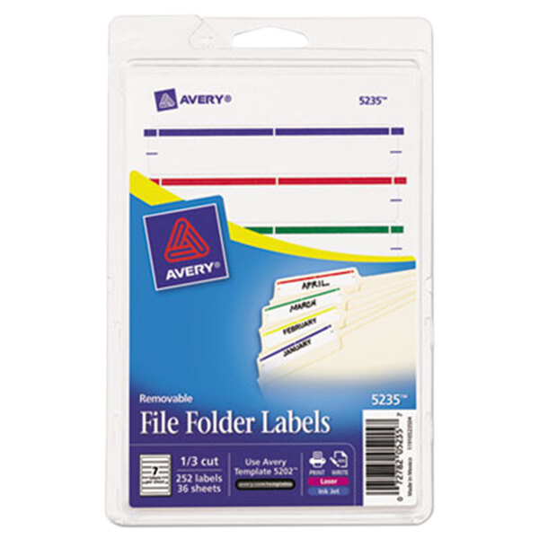 Avery® 5235 2/3" x 3 7/16" Removable Assorted Color File Folder Labels - 252/Pack