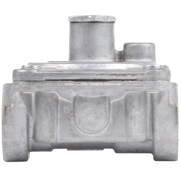 A close-up of the Avantco Dual Regulator metal valve.