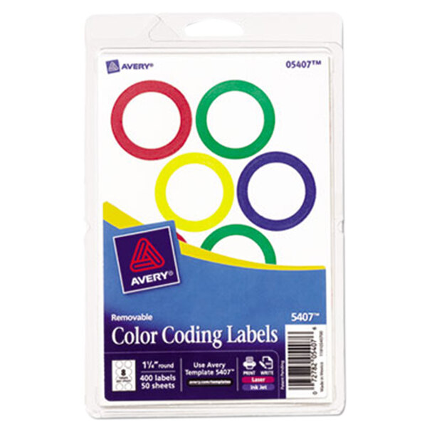 Avery® 5407 1 1/4" Round Removable Color Coding Labels - 400/Pack
