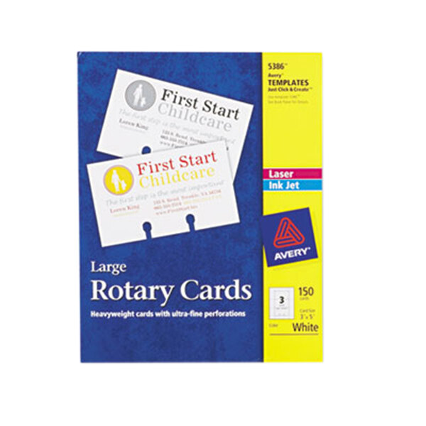 Avery 5386 3" x 5" White Large Rotary Cards 150/Pack