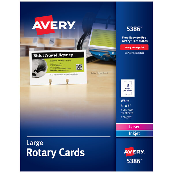 Avery® 5386 3" x 5" White Large Rotary Cards - 150/Pack