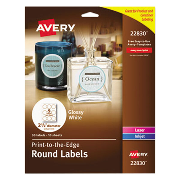 Avery® 22830 2 1/2" True Print White Glossy Round Print-to-the-Edge Labels - 90/Pack