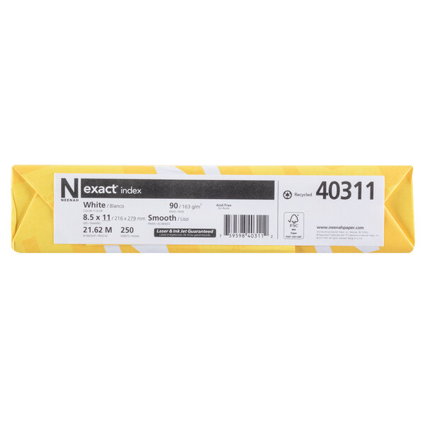 Neenah 40311 Exact 8 1/2" x 11" White 90 Smooth Index Paper Cardstock