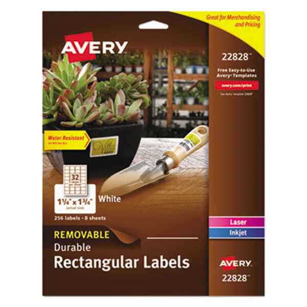 Avery® 22828 1 1/4" x 1 3/4" Glossy White Rectangular Removable Labels - 256/Pack
