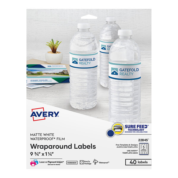 Avery® 22845 1 1/4" x 9 3/4" White Water-Resistant Wraparound Labels - 40/Pack