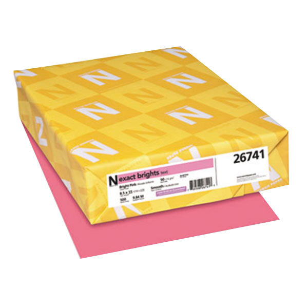 Neenah 26741 Exact Brights 8 1/2" x 11" Bright Pink Ream of 20# Copy Paper - 500 Sheets