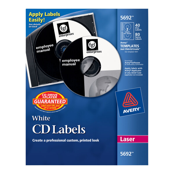Avery® 5692 Matte White CD / DVD Labels - 40/Pack