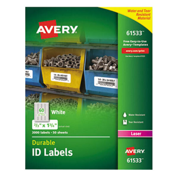 Avery® 61533 TrueBlock 2/3" x 1 3/4" White ID Labels - 3000/Pack