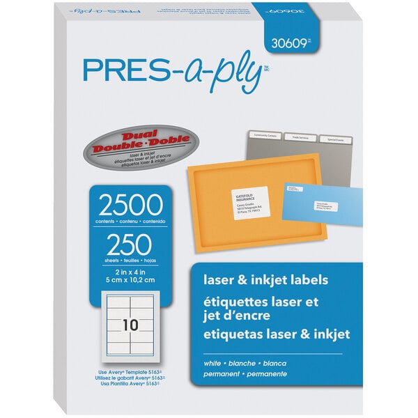 Avery® 30609 2" x 4" White Laser Shipping Labels - 2500/Box