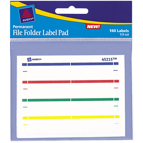 Avery® 45215 2/3" x 3 7/16" Assorted Permanent File Folder Label Pads - 160/Pack