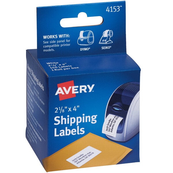 Avery® 4153 2 1/8" x 4" White Thermal Shipping Labels - 140/Box