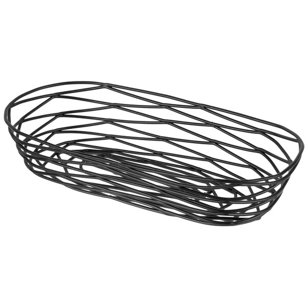 Tablecraft BK11709 Artisan Oblong Black Wire Basket 9" x 4" x 2"