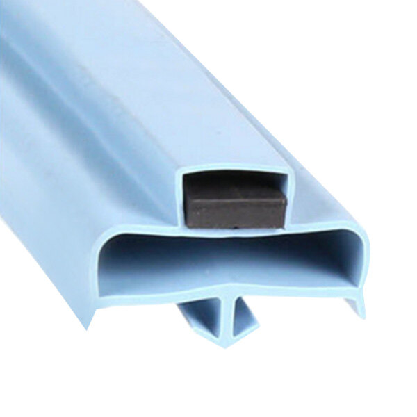 A blue plastic strip with a black magnet on the end.