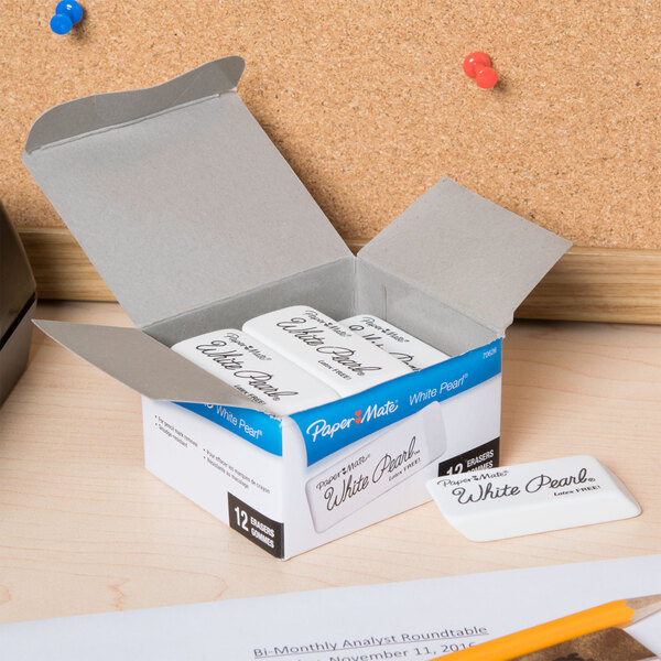 Paper Mate 70626 White Pearl Eraser - 12/Box