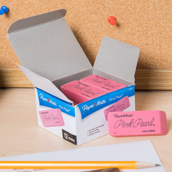 Paper Mate 70521 Large Pink Pearl Eraser   - 12/Pack