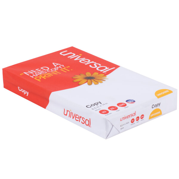 Universal Office UNV24200 8 1/2" x 14" White Case of 20 lb. Copy Paper