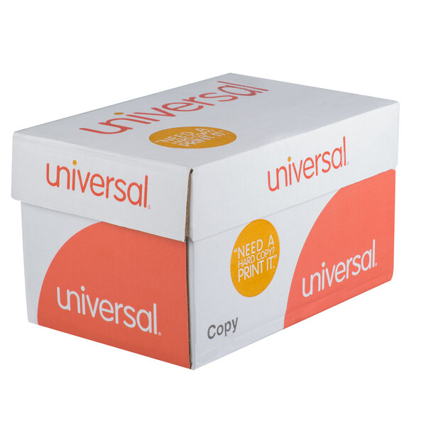 Universal Office UNV24200 8 1/2" x 14" White Case of 20 lb. Copy Paper