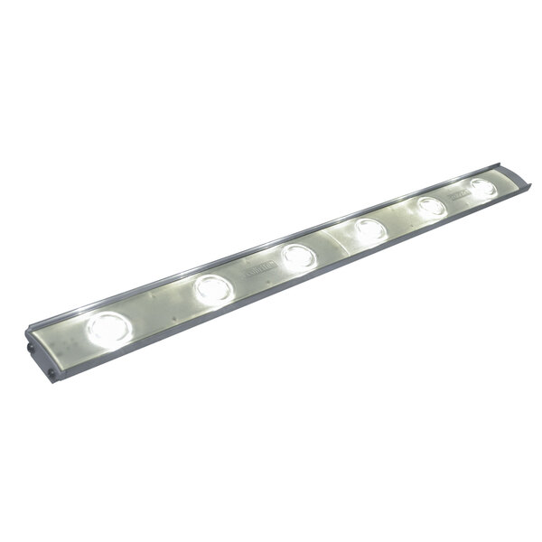 A white Advance Tabco LED strip light with four lights.