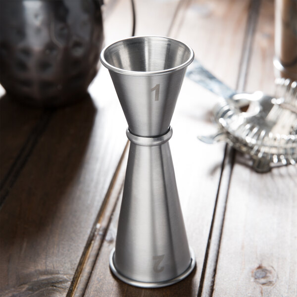 American Metalcraft JG5 1 oz. & 2 oz. Stainless Steel Japanese Style Jigger