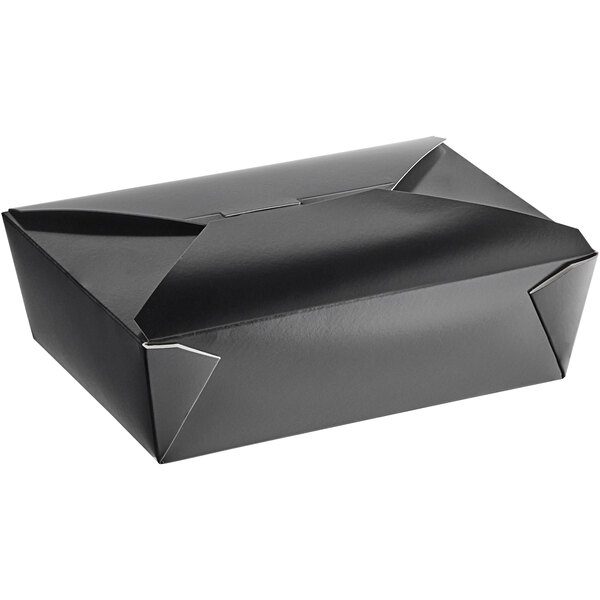 #3 Black Paper Folding Food Takeout Containers – 7-3/4in x 5-1/2in x  2-1/2in – 66oz – 200 per case