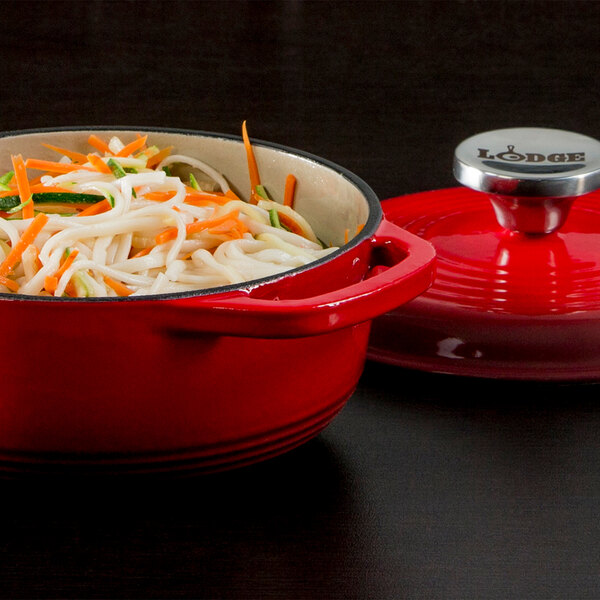 Lodge EC1D43 1.5 Qt. Island Spice Red Enameled Cast Iron Dutch Oven