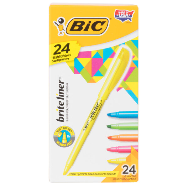 Bic BL241AST Brite Liner Chisel Tip Pen Style Highlighter, Color ...