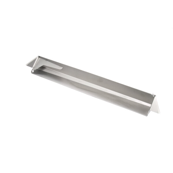 A Rational stainless steel rectangular door drip collector with a handle.
