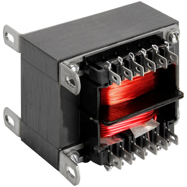 A small black Nieco transformer with metal wires.