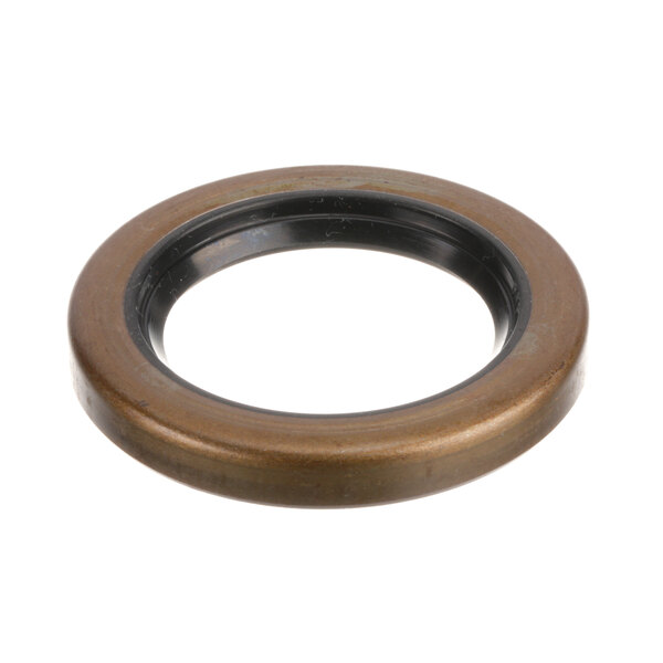 An InSinkErator rubber seal with a metal ring and a black ring.