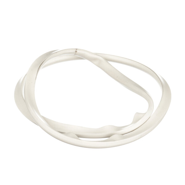 A white rubber gasket with a curved shape.