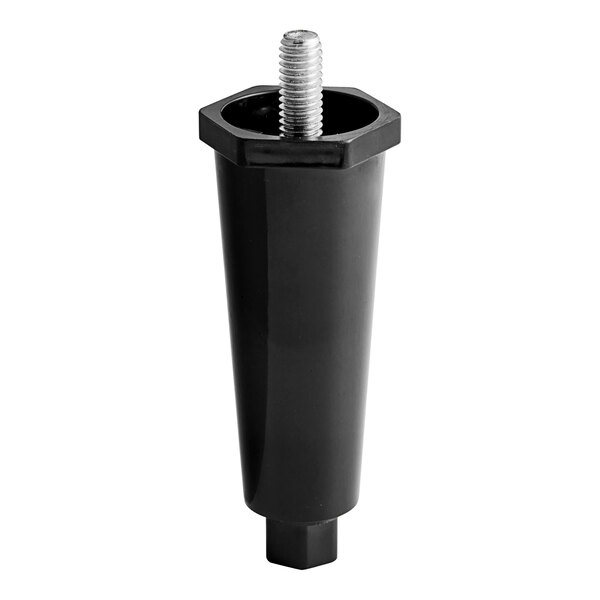 A black plastic Hatco leg with a screw.
