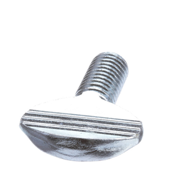 A close-up of a Hobart thumb screw with a metal handle.