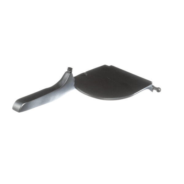 A black plastic Univex pusher plate with a handle.