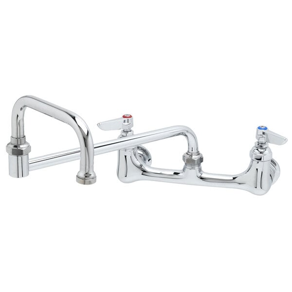T&S B-0265 Wall Mounted Pantry Faucet with 8" Adjustable Centers, 18" Double-Jointed Swing Nozzle, and Eterna Cartridges