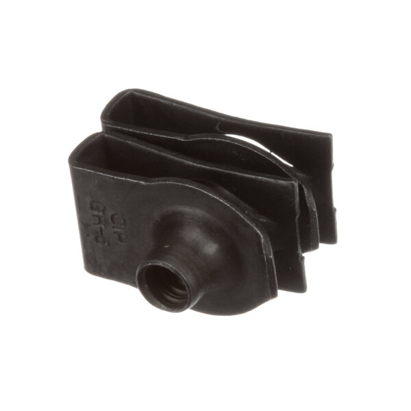 A black plastic Cleveland NT clip with a nut and two holes.