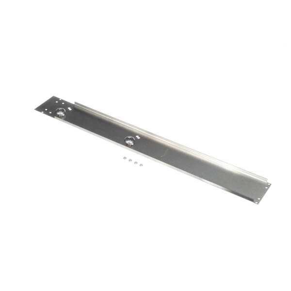 A metal plate with two screws and rollers.