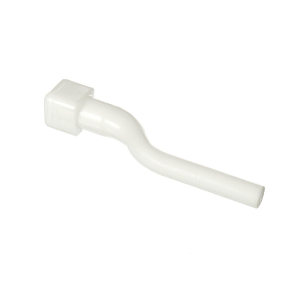 A white plastic pipe with a white square cap.