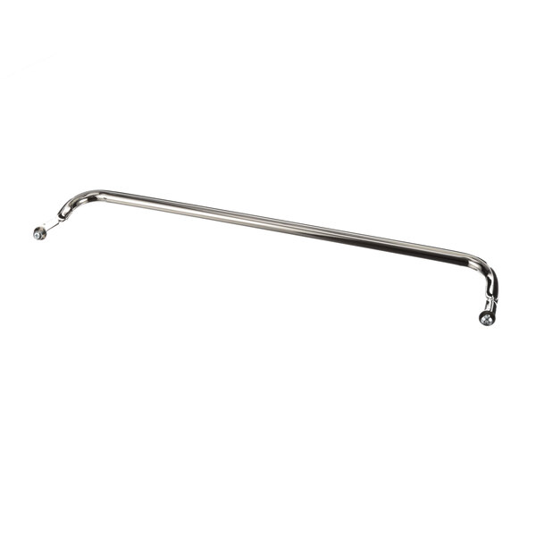 A chrome metal handle with a long metal rod.
