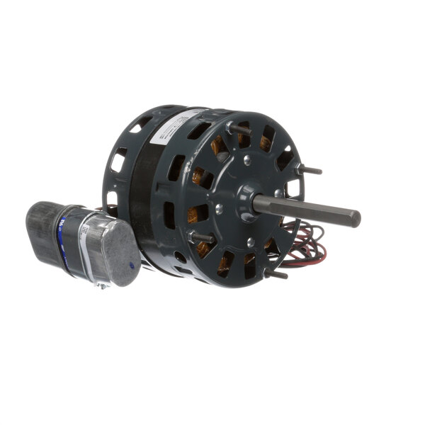 A Master-Bilt commercial refrigeration fan motor with wires.
