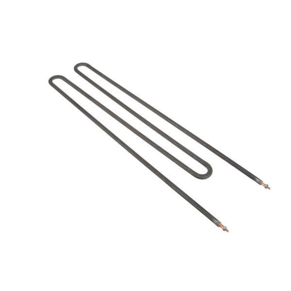 Two long metal rods with a black handle, a close-up of a heating element.