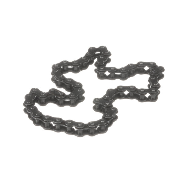 A black chain with a small piece of metal on it.