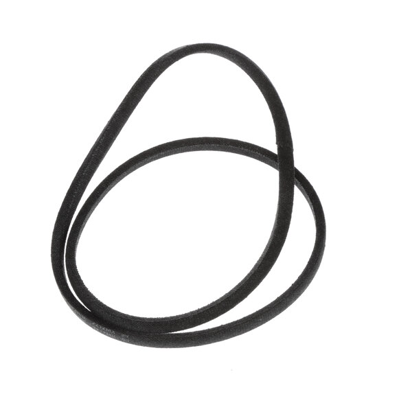 A black rubber V-belt on a white background.