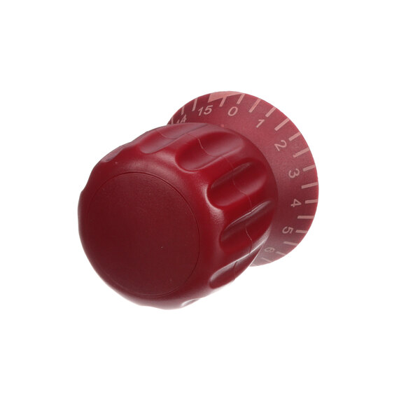 A Berkel red knob with numbers on a white background.