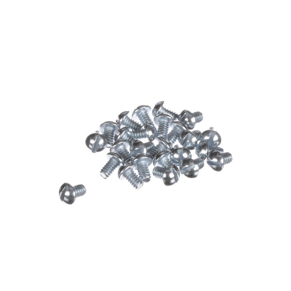 A pile of Frymaster screws on a white background.