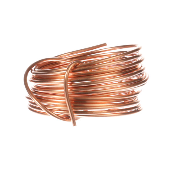 A close-up of a coiled copper tube.