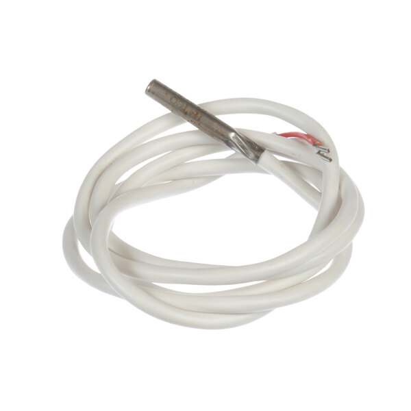 A white cable with a metal-tipped white wire.
