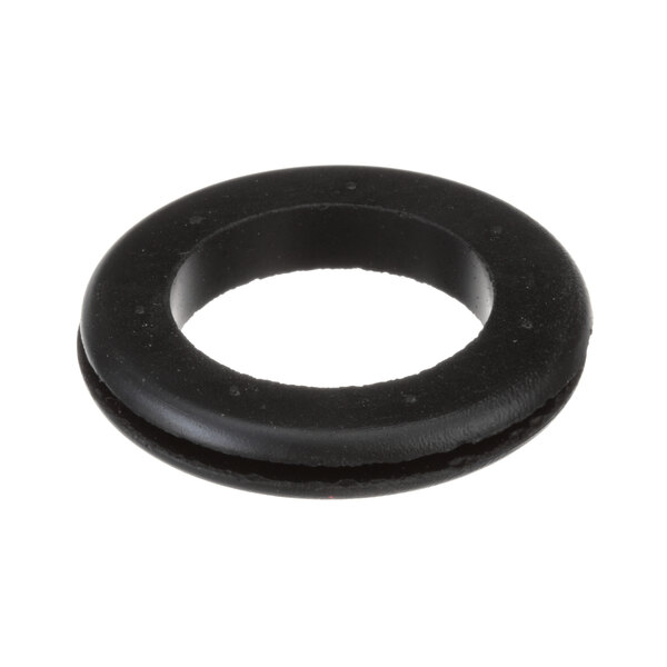 A black rubber Hatco grommet with a hole in the center.